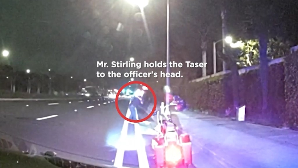 Geoffrey Shyam Stirling, 45, had been pulled over for running a red light on his motorcycle in Newport Beach on April 17 when he started to become 