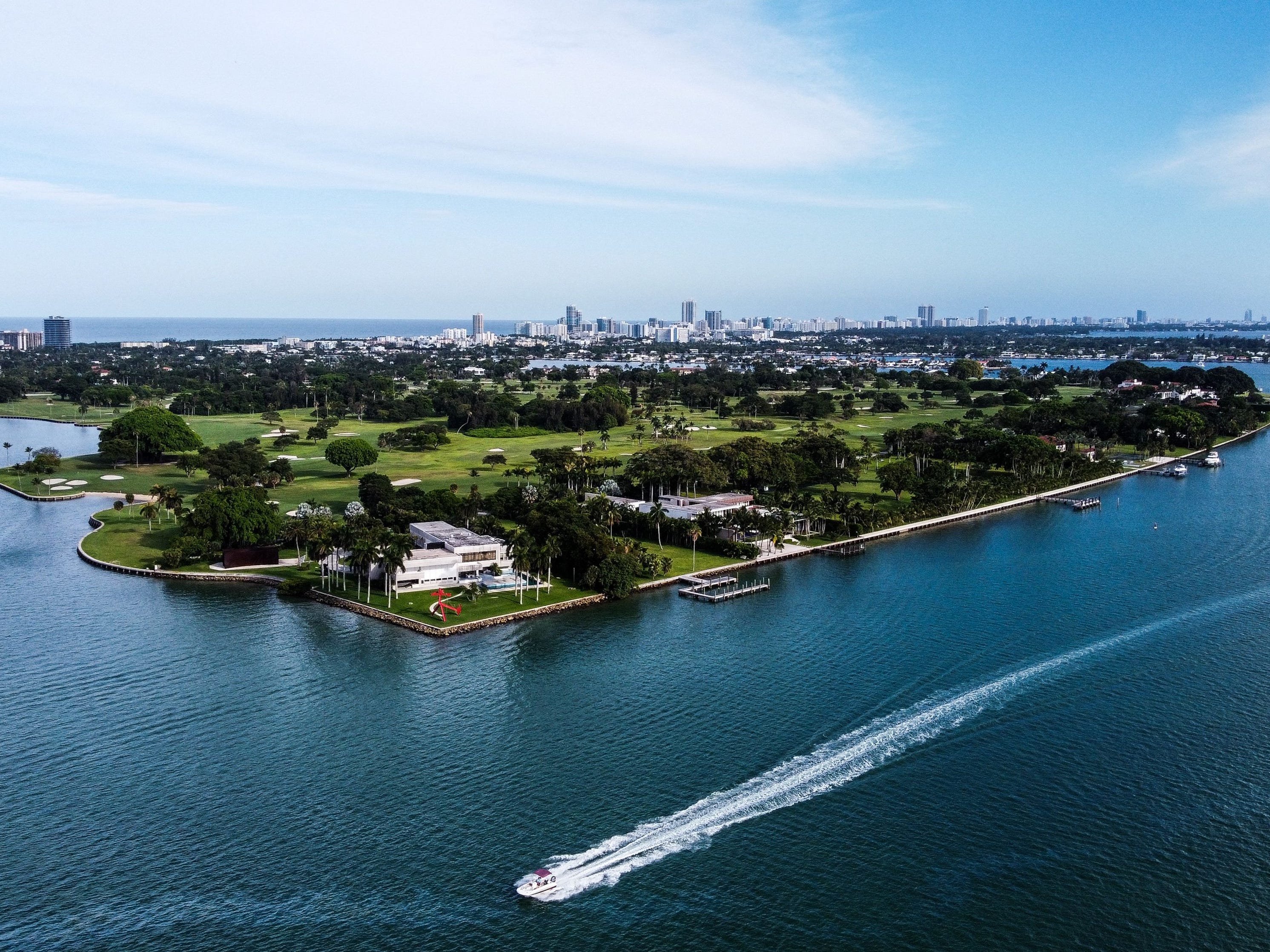 An aerial view of Indian Creek Island.