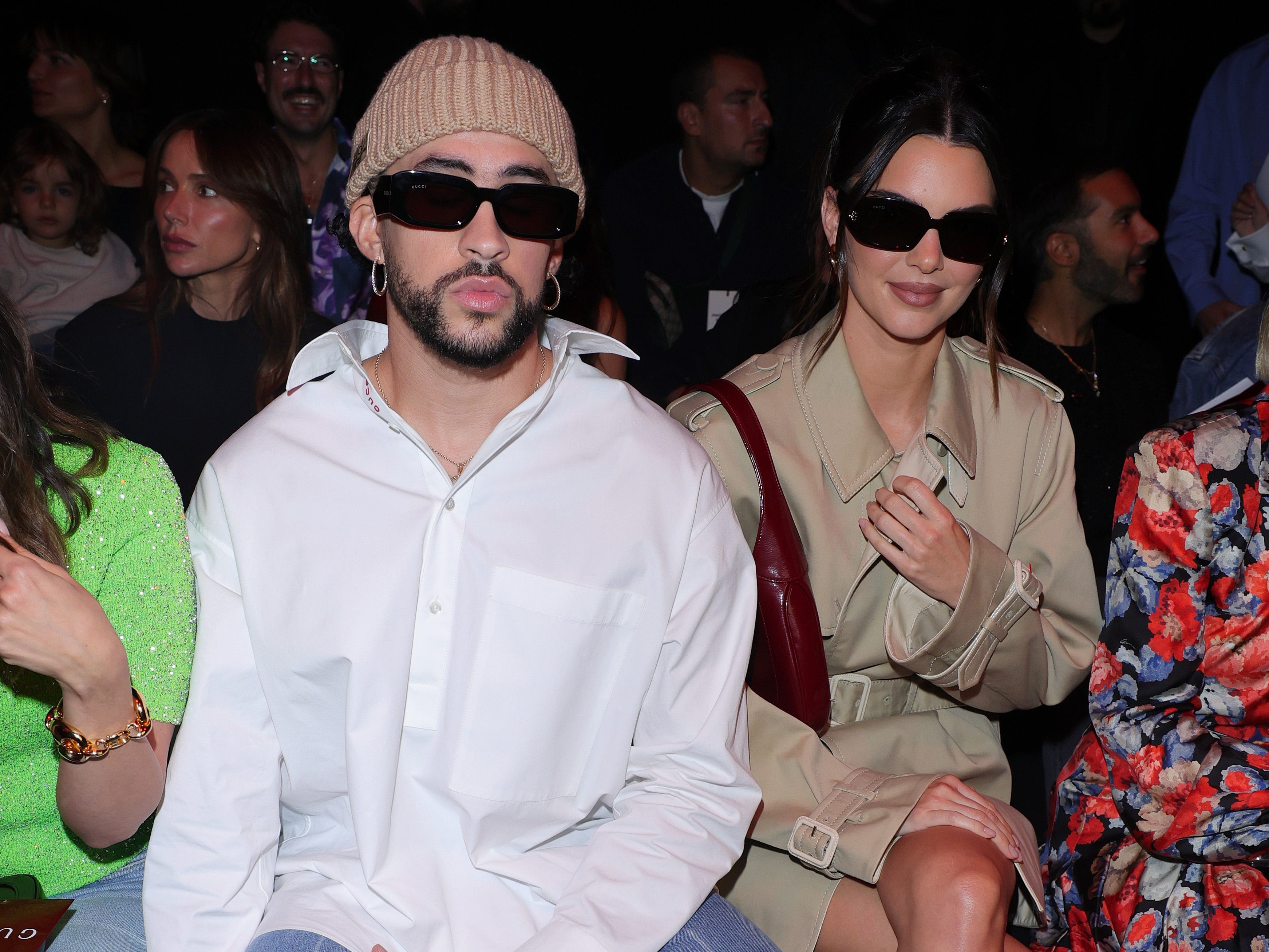 Bad Bunny and Kendall Jenner attend Milan Fashion Week in 2023.
