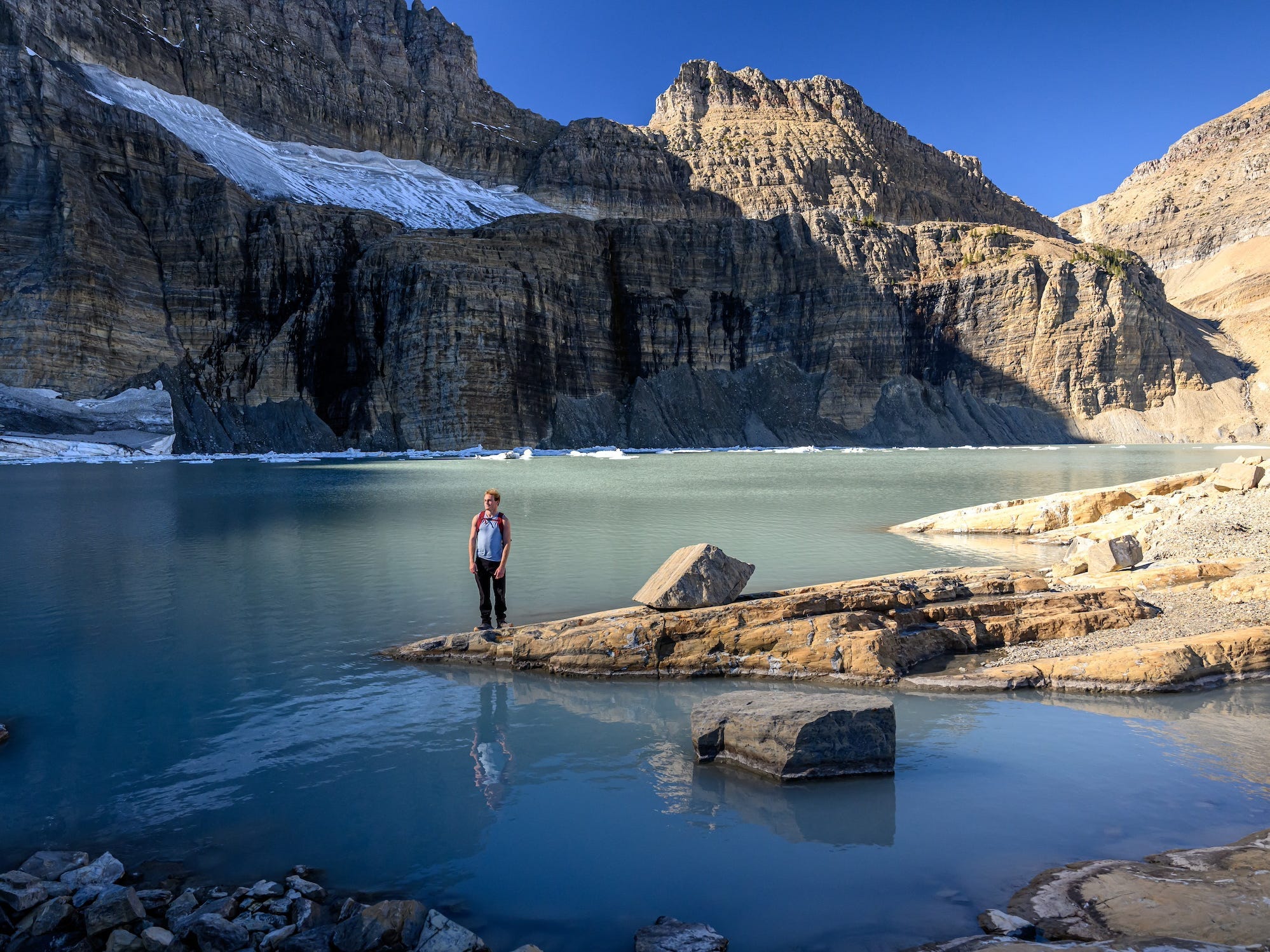 A hiker in Glacier National Park, Montana.