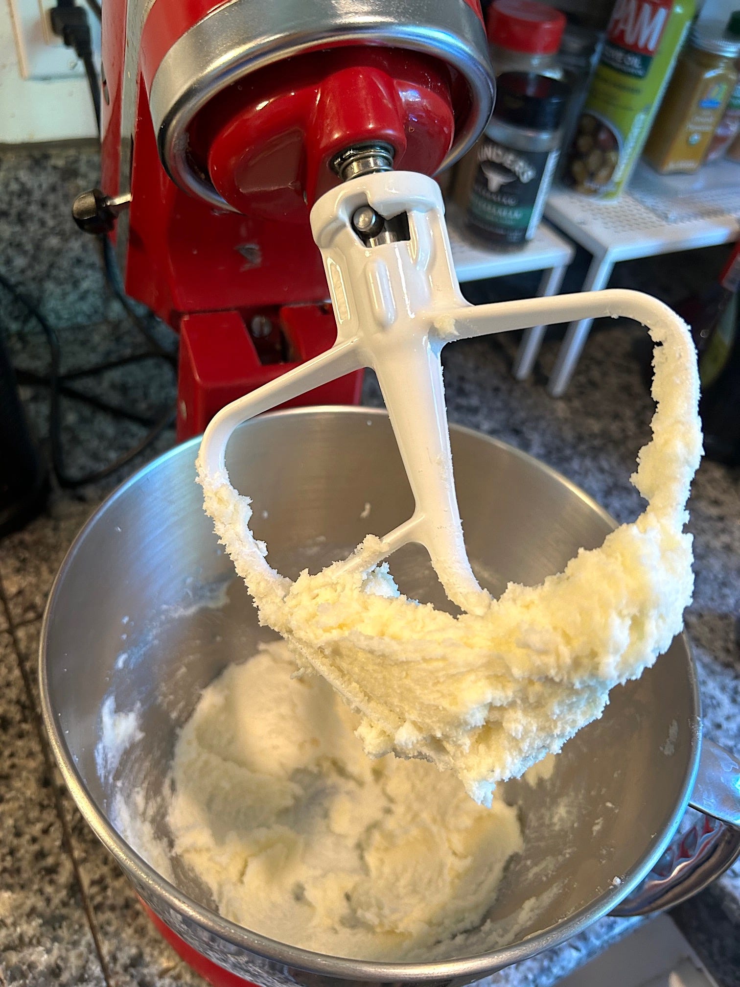 Making the mixture for Ina Garten's Blueberry Ricotta Breakfast Cake
