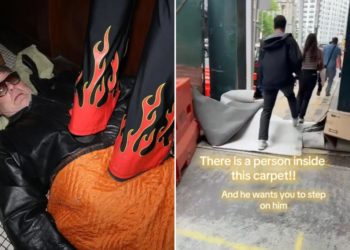 NYC performance artist divides people with sidewalk carpet stunt: ‘Perverted’