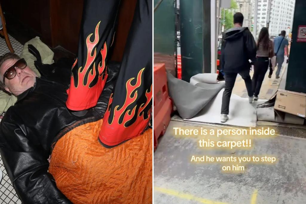 NYC performance artist divides people with sidewalk carpet stunt: ‘Perverted’