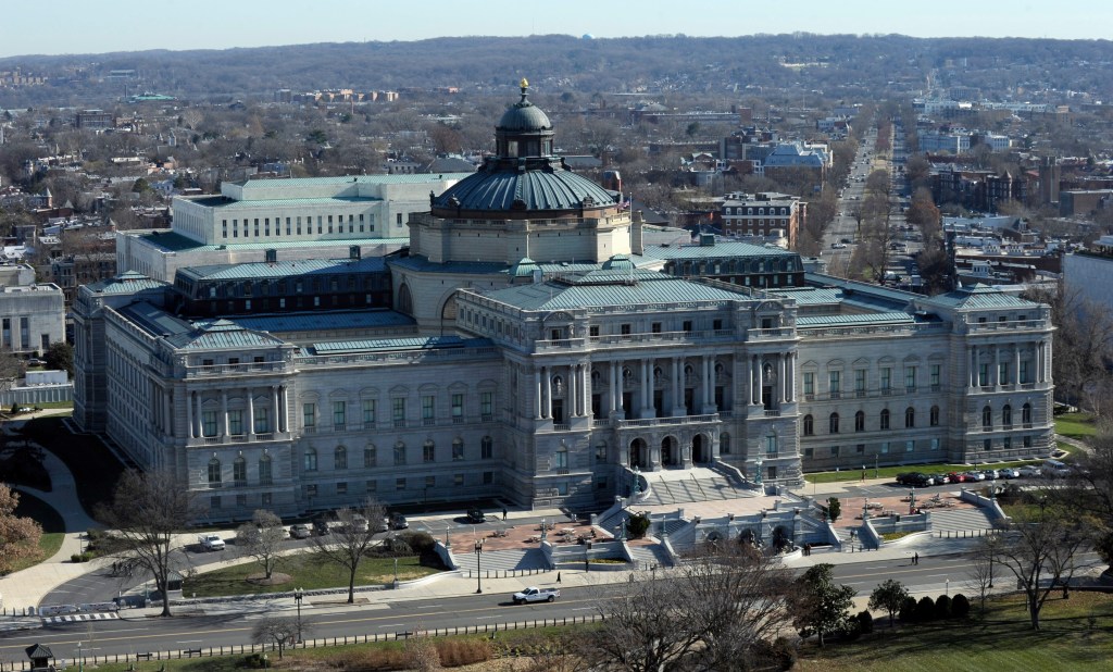 The Library of Congress located at the corner of 1st Street and Independence Avenue near the US Capitol and Supreme Court buildings in Washington DC on Dec. 19, 2013.