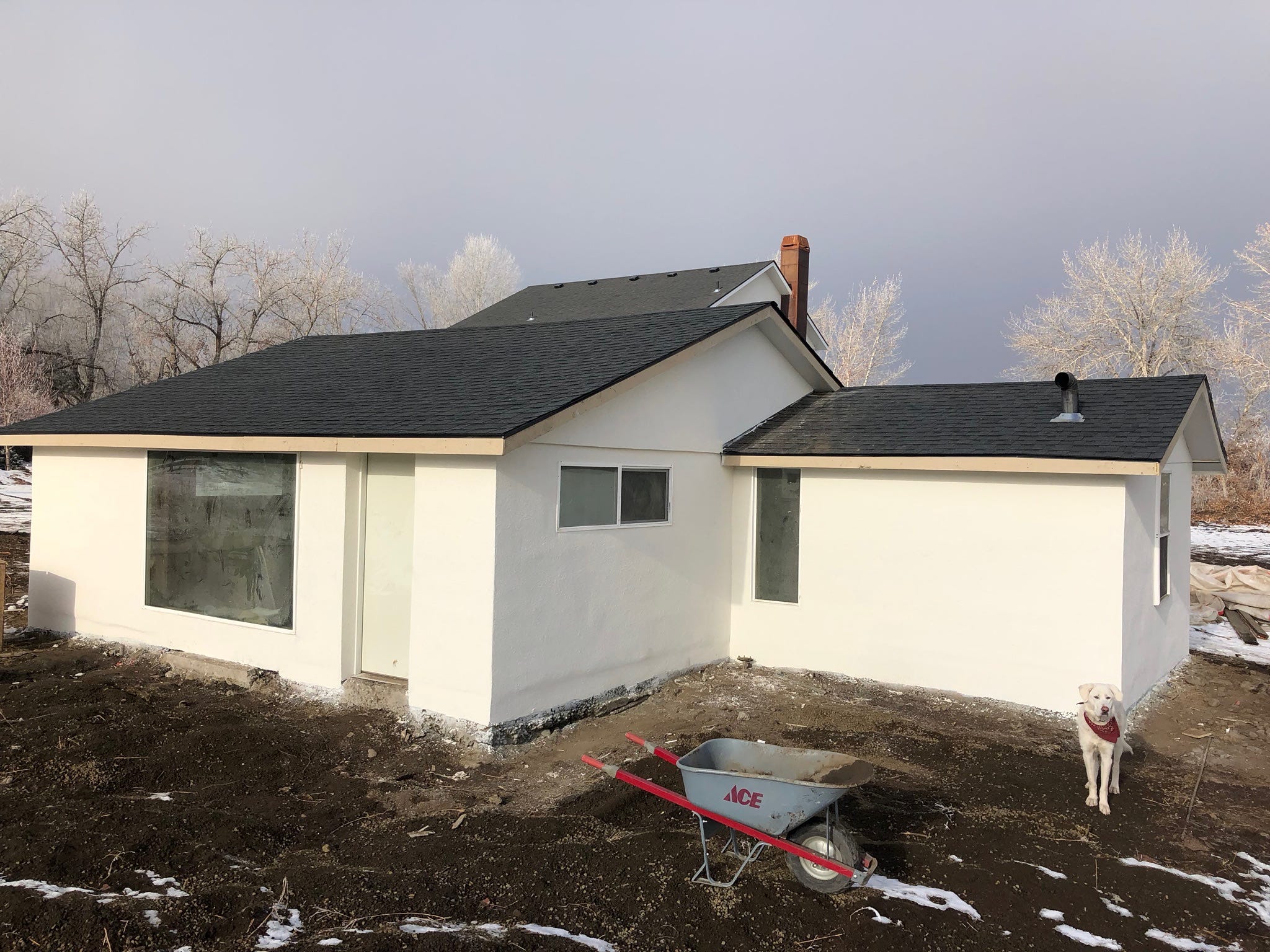 A small home in the process of being renovated.
