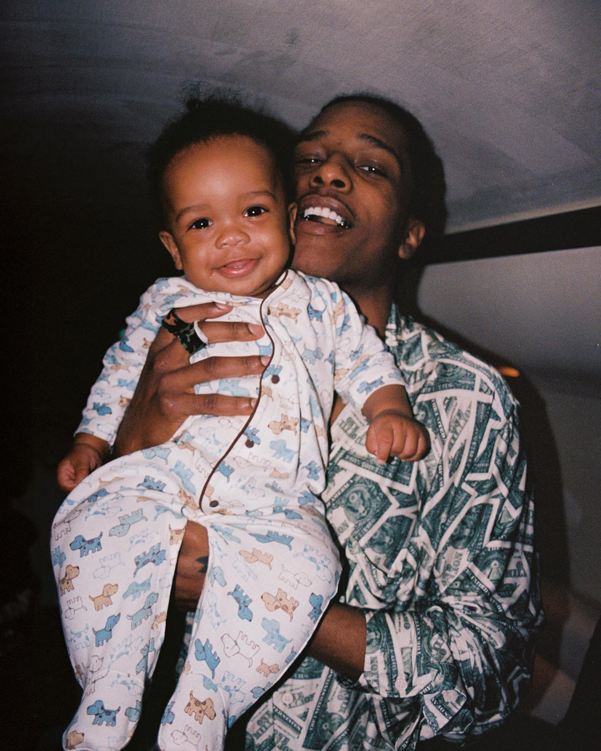 ASAP Rocky poses with his son RZA.