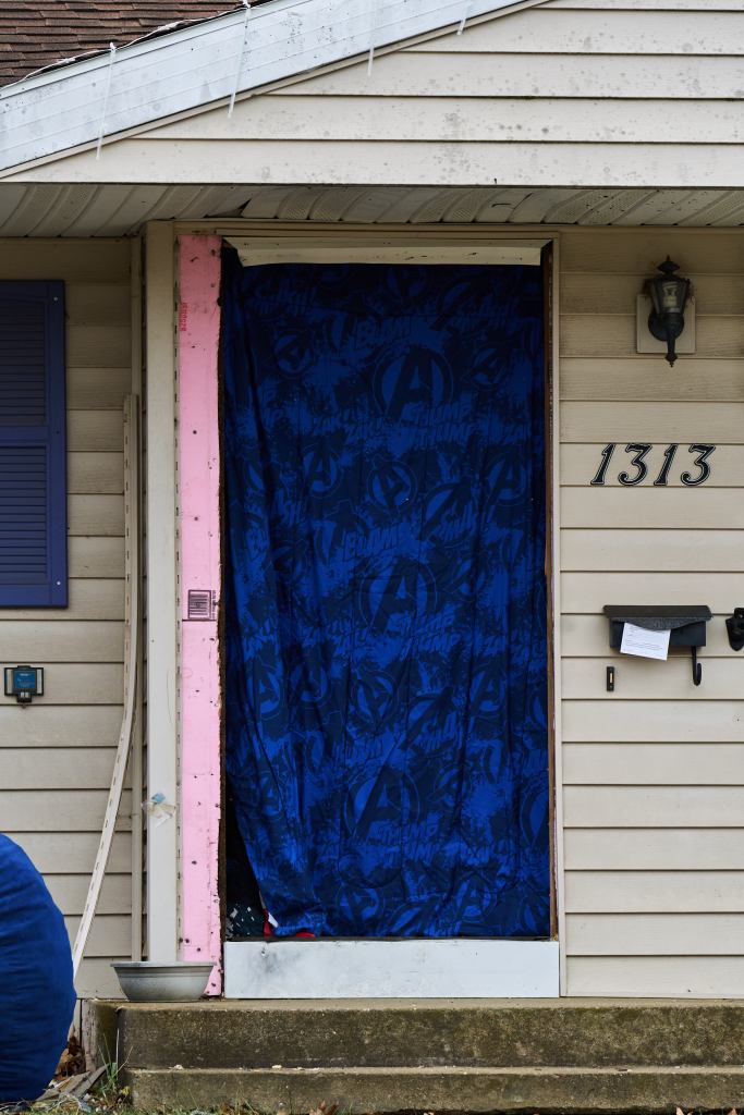 The home of Natalie 'Samantha' Rupnow, the 15-year-old suspect in yesterday's school shooting in Madison, Wis., shows signs of the rapid entry made by police in the hours after the shooting on December 16. 