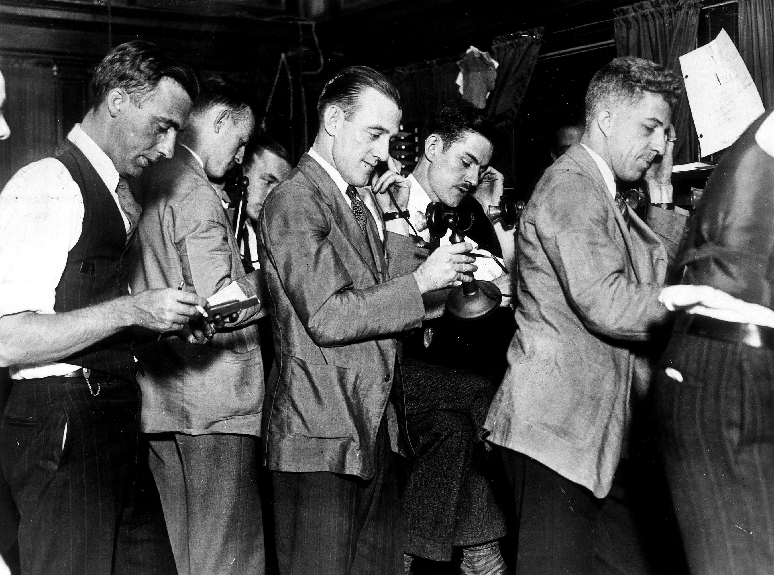 Stock brokers working during the 1929 stock market crash