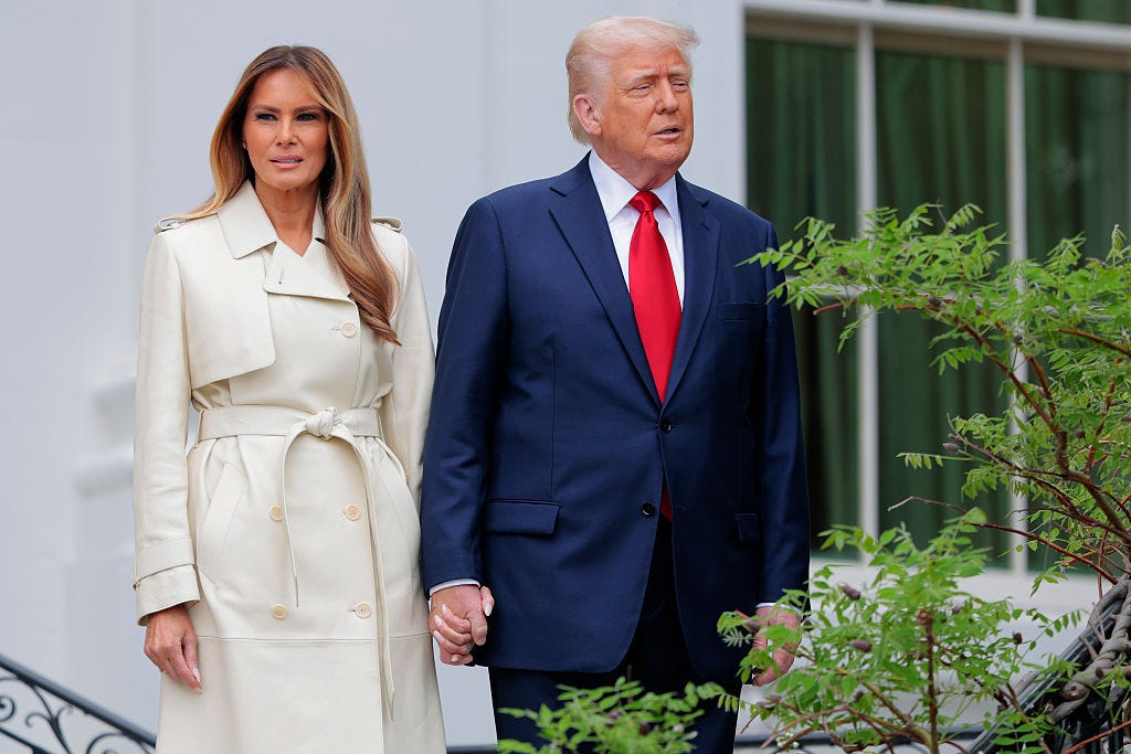 Melania Trump and Donald Trump at the White House Easter Egg Roll.