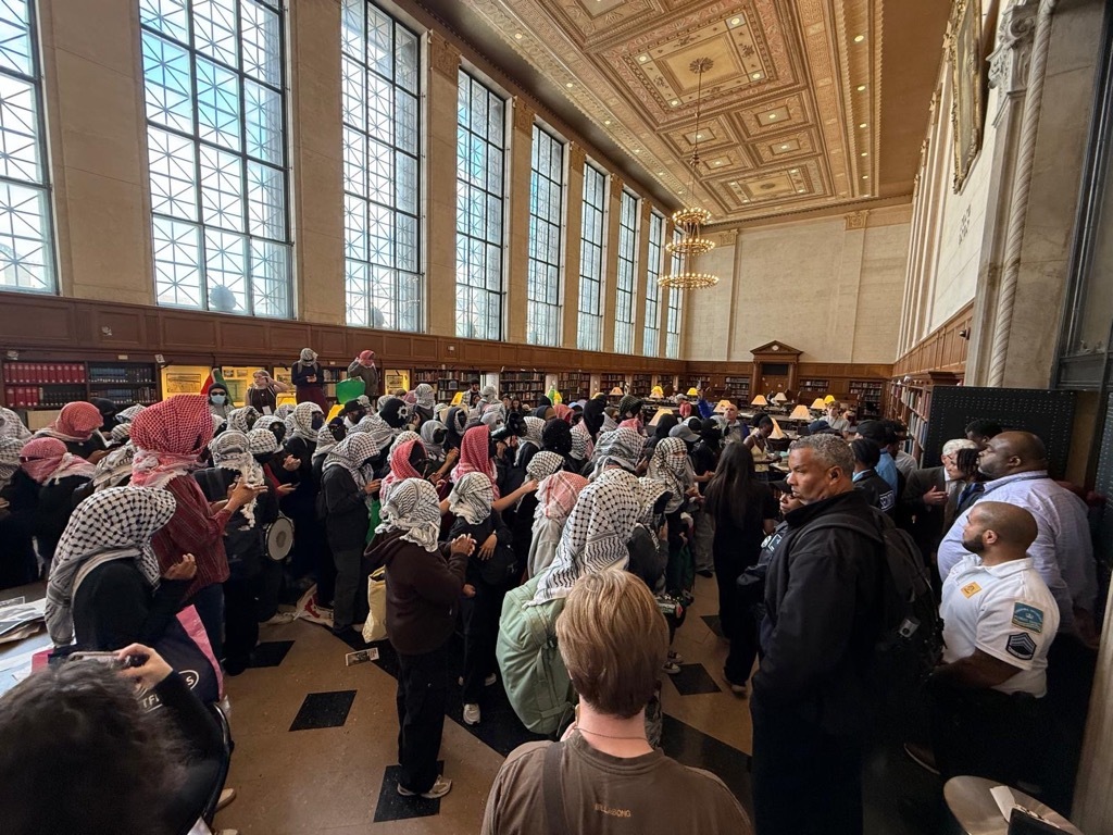 Student takeover at Butler Library at Columbia .