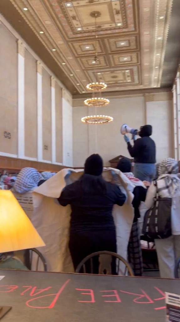 Student takeover at Butler Library at Columbia .