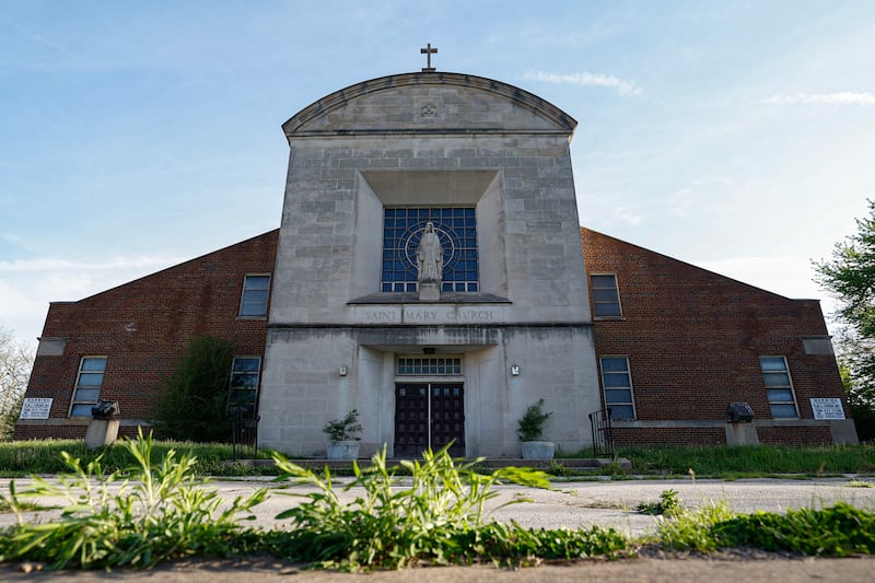 The shuttered St. Mary of the Assumption Catholic Church that Pope Leo XIV used to attend while growing up in Dolton, Illinois.