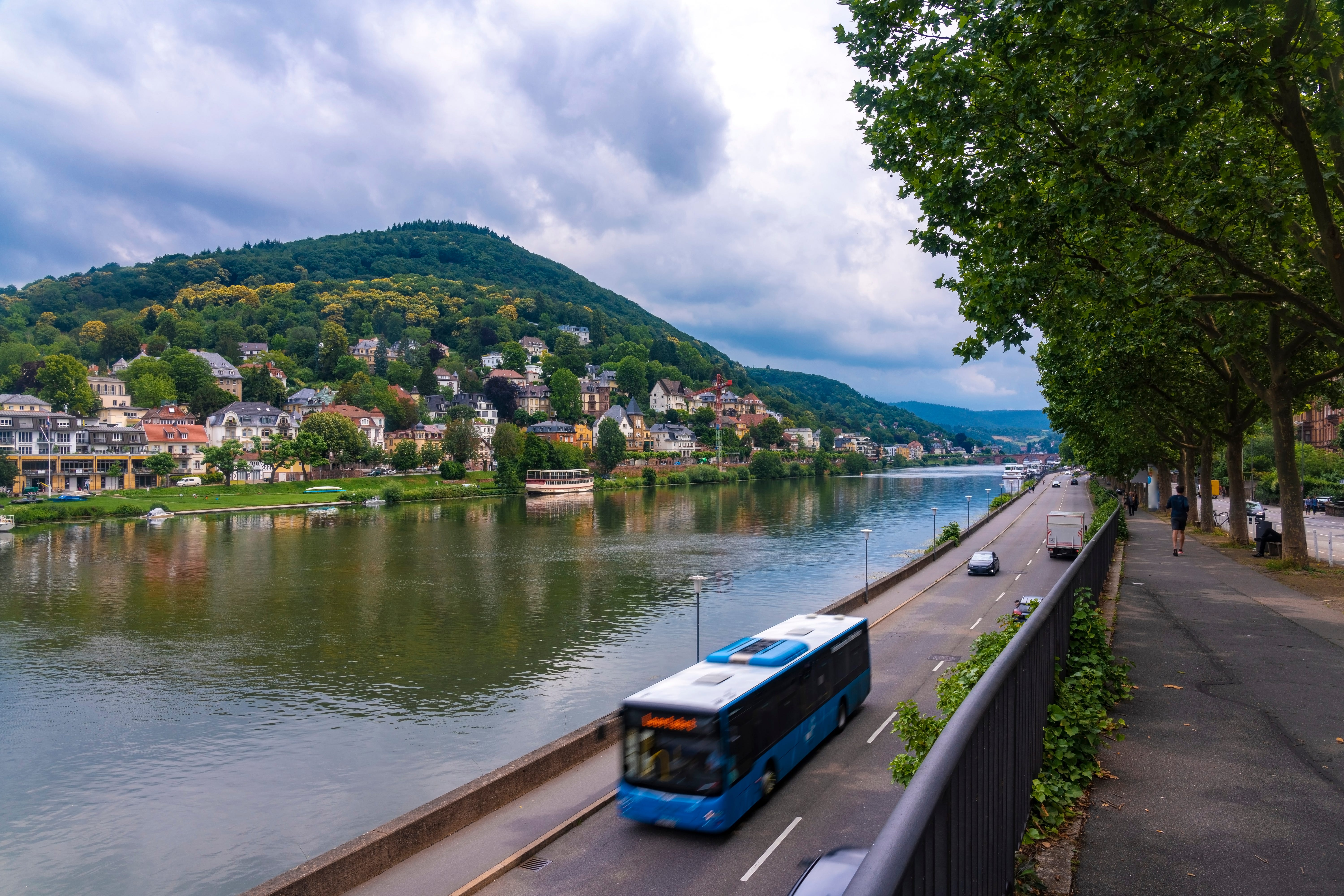 A bus running through a suburb of Heidelberg, Germany.