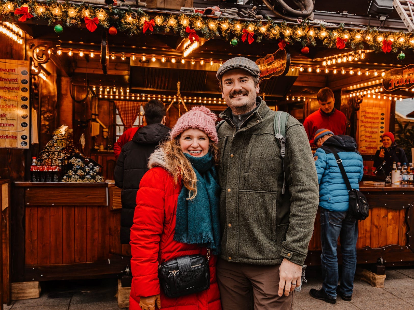 Sua and her husband at a Christmas market.