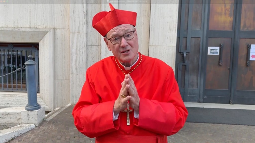 Cardinal Timothy Dolan posted a video message on Twitter before entering the conclave to elect a new Pope Wednesday, May 7, 2025, at the Vatican.