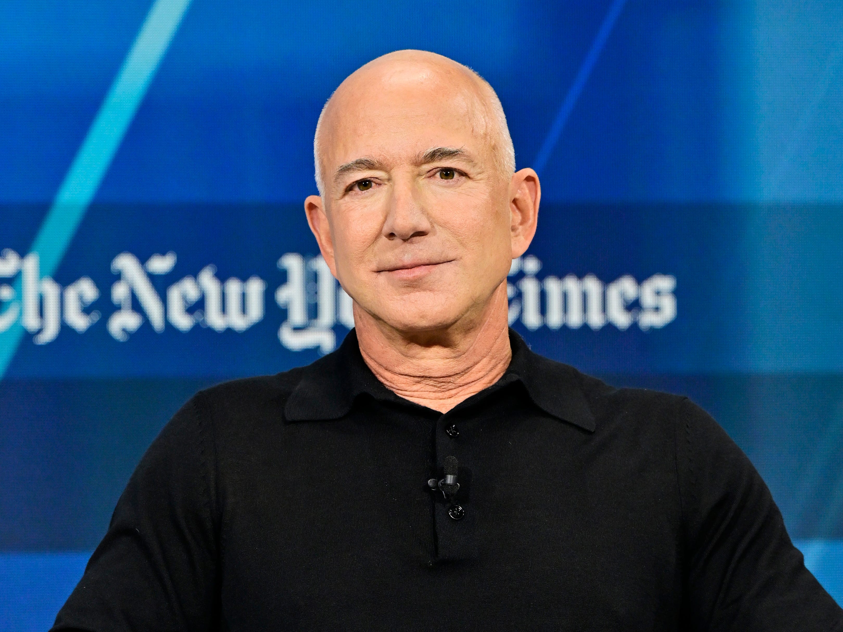 Jeff Bezos speaks onstage during The New York Times Dealbook Summit 2024 at Jazz at Lincoln Center on December 04, 2024 in New York City.