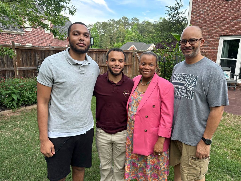 Michelle and Richard Beck, right, with their sons