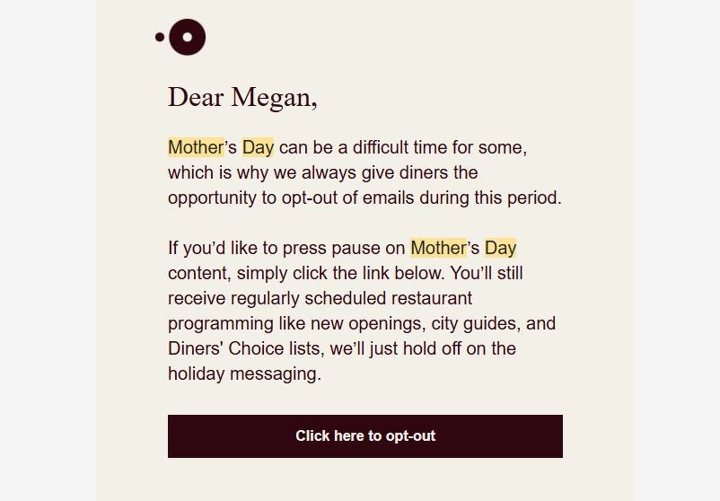 Etsy's opt out message