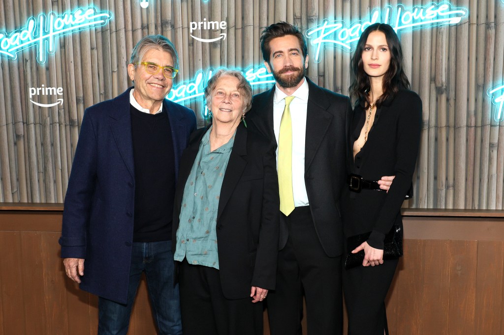 Stephen Gyllenhaal, Naomi Foner Gyllenhaal, Jake Gyllenhaal, and Jeanne Cadieu attending the 'Road House' New York Premiere at Jazz at Lincoln Center