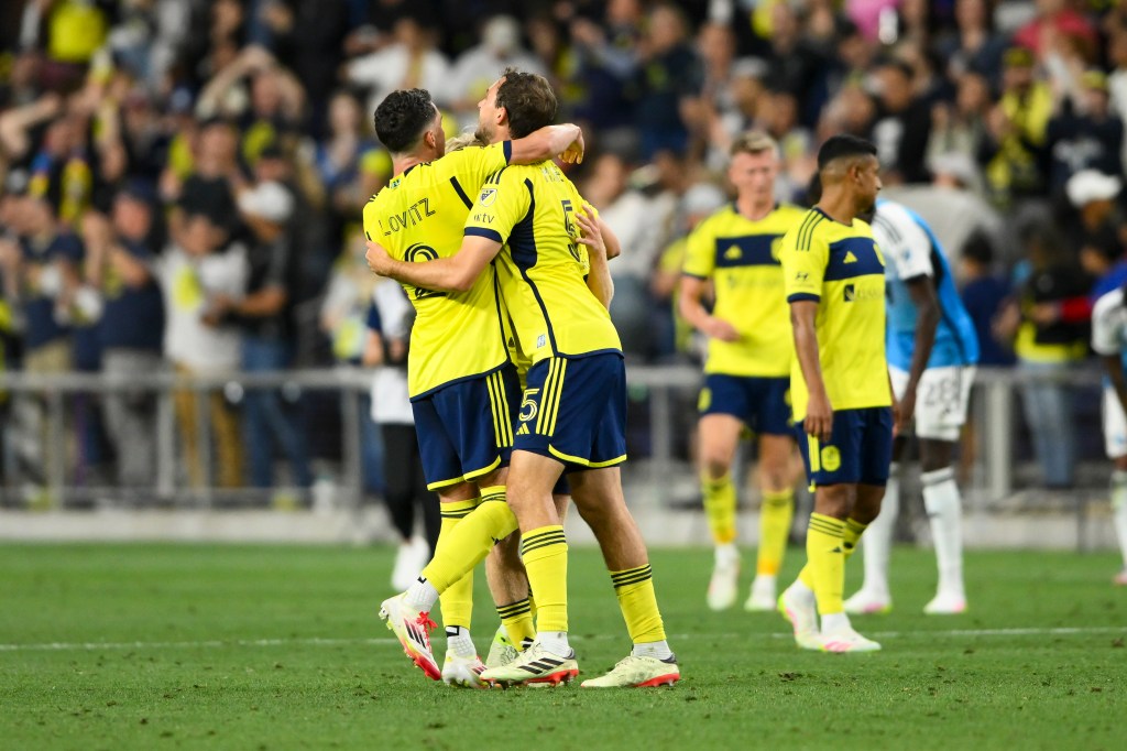 Nashville SC defender Daniel Lovitz and defender Jack Maher celebrated their win against the Charlotte FC on Saturday night.