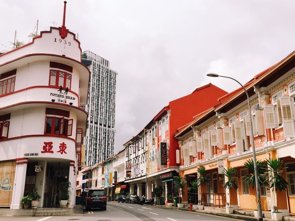 A quiet city street in Singapore.