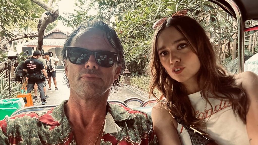 Walton Goggins and Aimee Lou Wood in a selfie. 