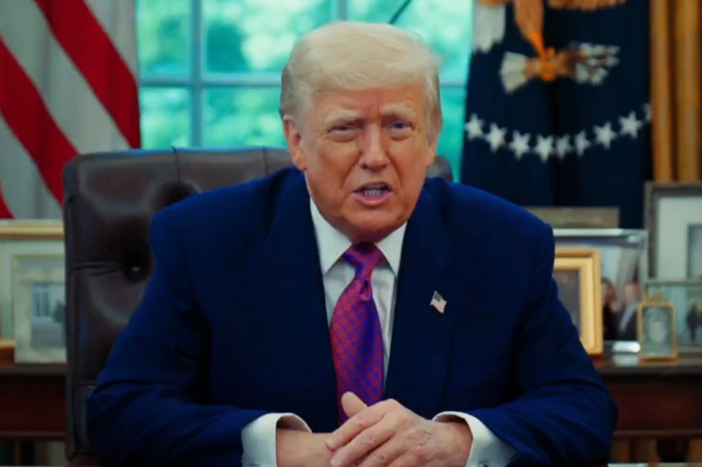 Donald Trump signing an executive order to launch the first-ever self-deportation program