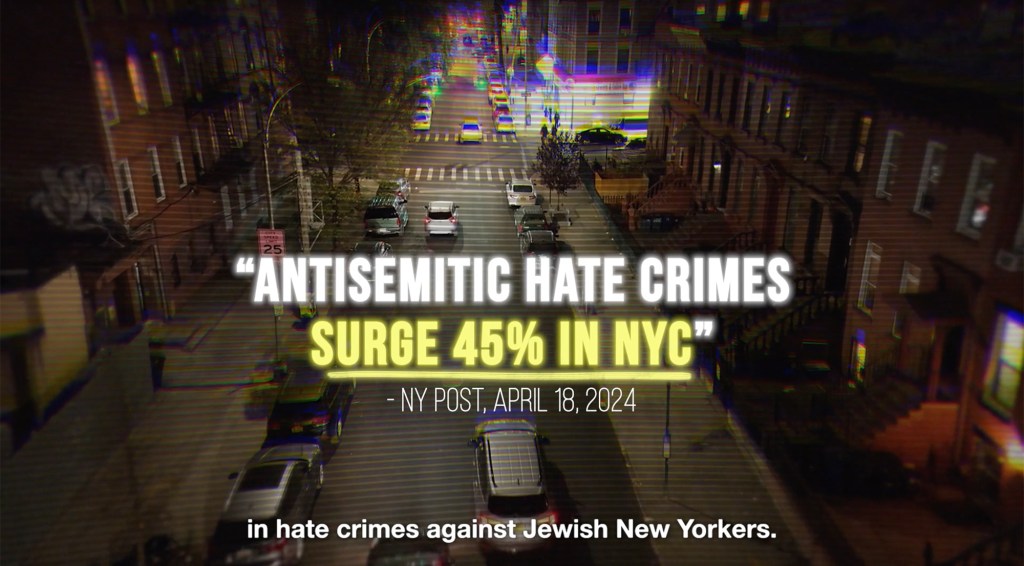 Graphic for Jewish Voters Unite's TV and social media ad campaign urging Jewish community to vote in NYC Mayor primary elections.