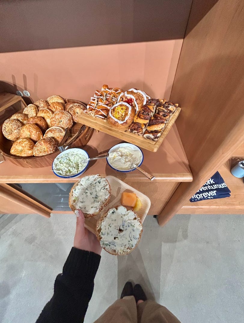 Bagel and fruit at Rivian