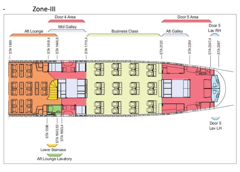 The blueprint of the aft lounge and galley.