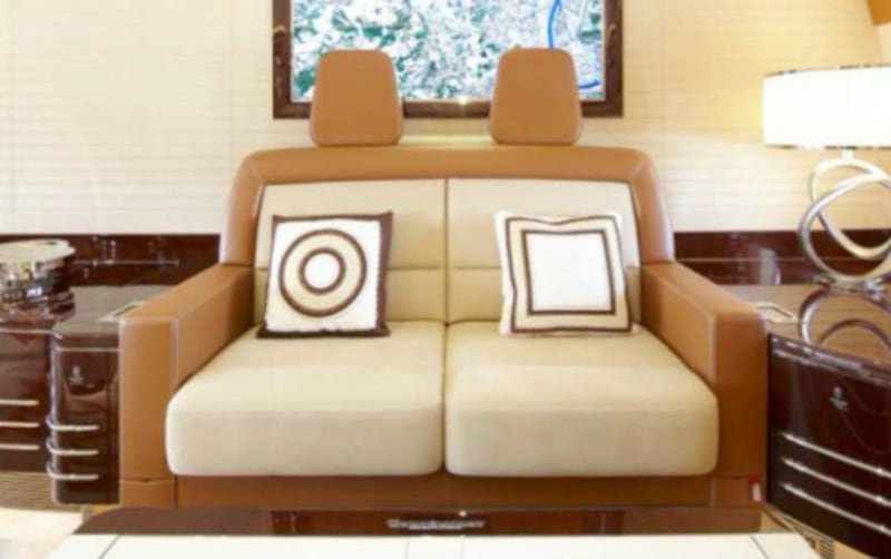 Seating in the forward lounge.
