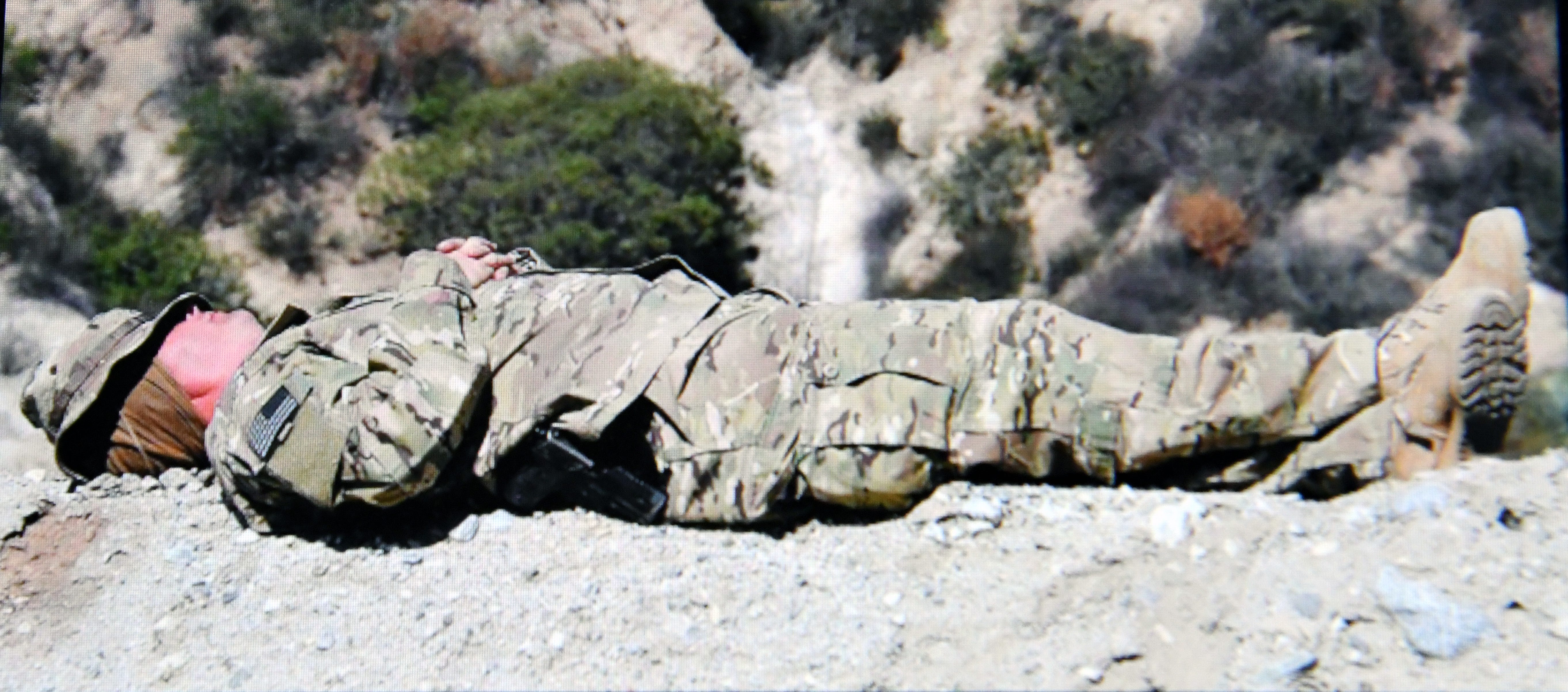 A solider naps during an event at Fort Knox, Kentucky, on May 29th, 2019.