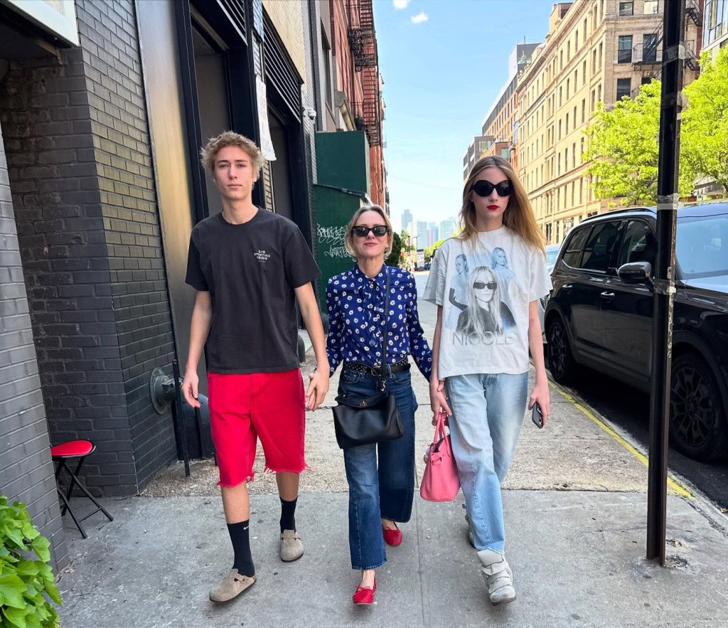 Naomi Watts with Sasha and Kai on Mother's Day Sunday. 