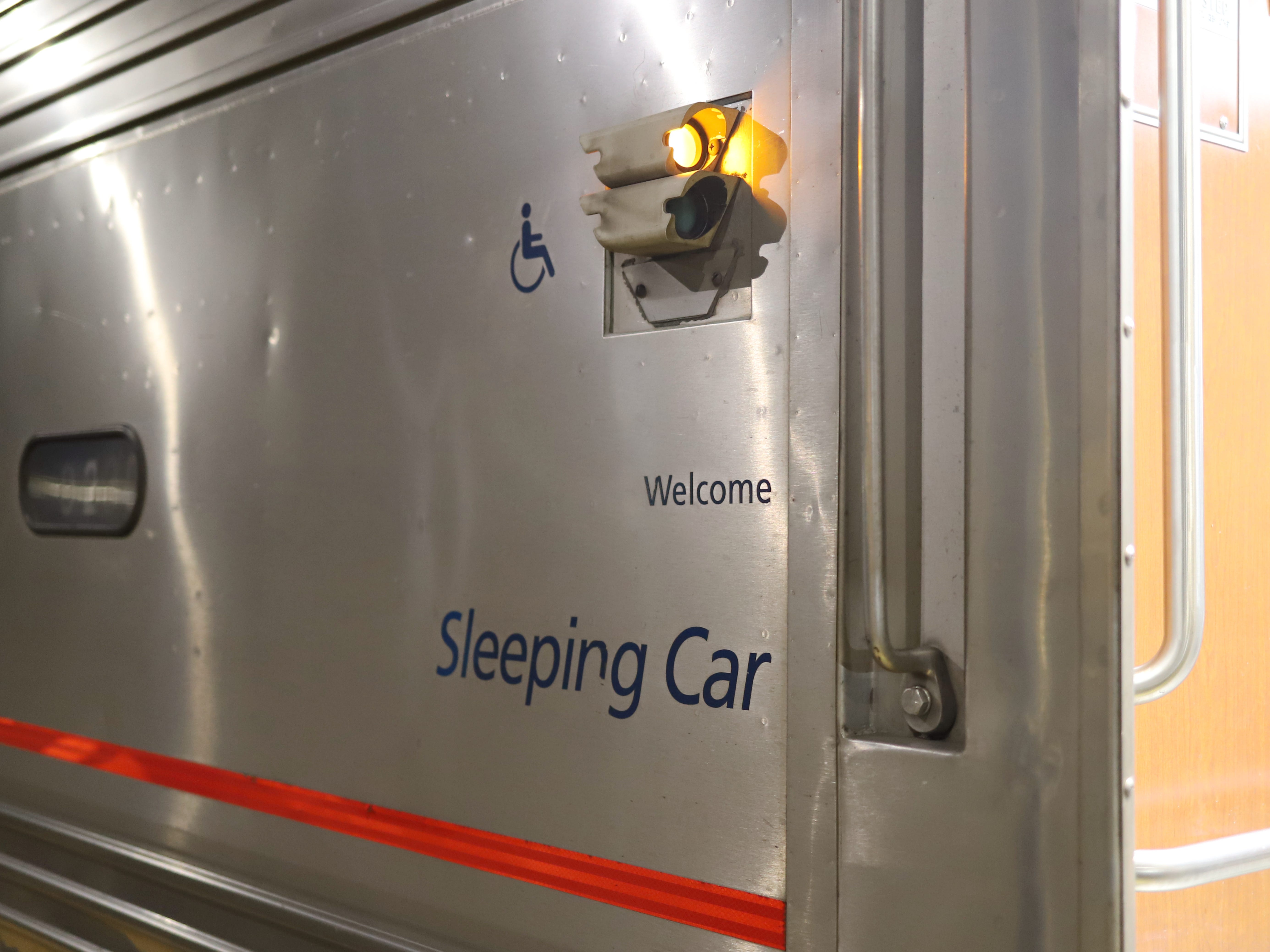 Sleeping car on Amtrak train