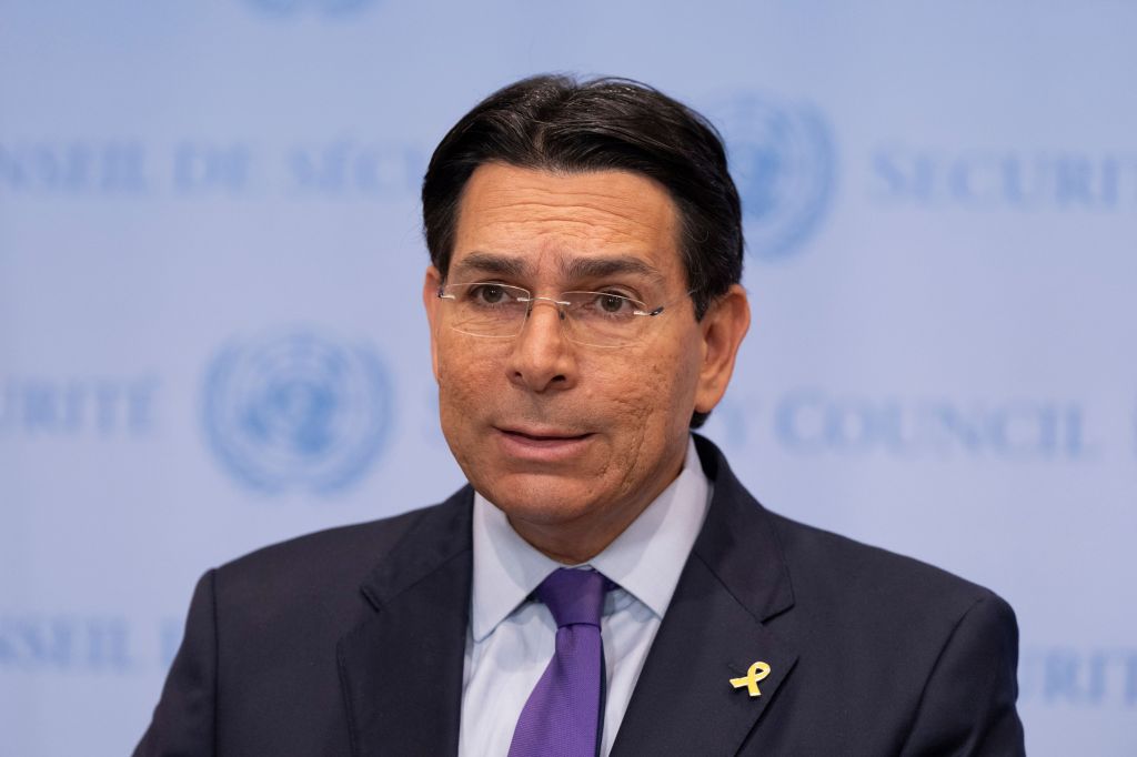 Ambassador Danny Danon of Israel speaking at a press encounter in UN Headquarters about the Houthi attack on Israel's main airport, dated May 7, 2025.