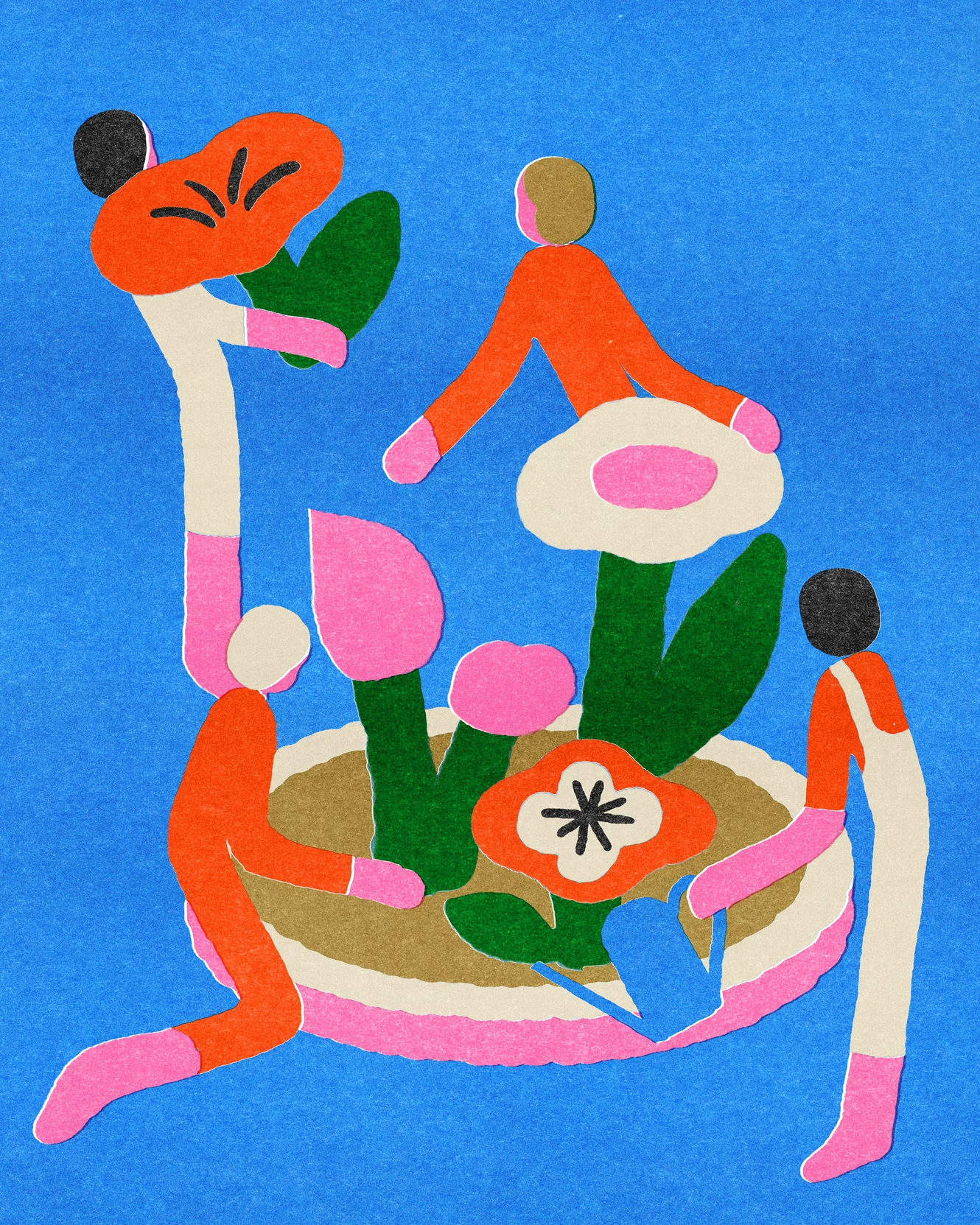 A group of friends nurturing a garden together