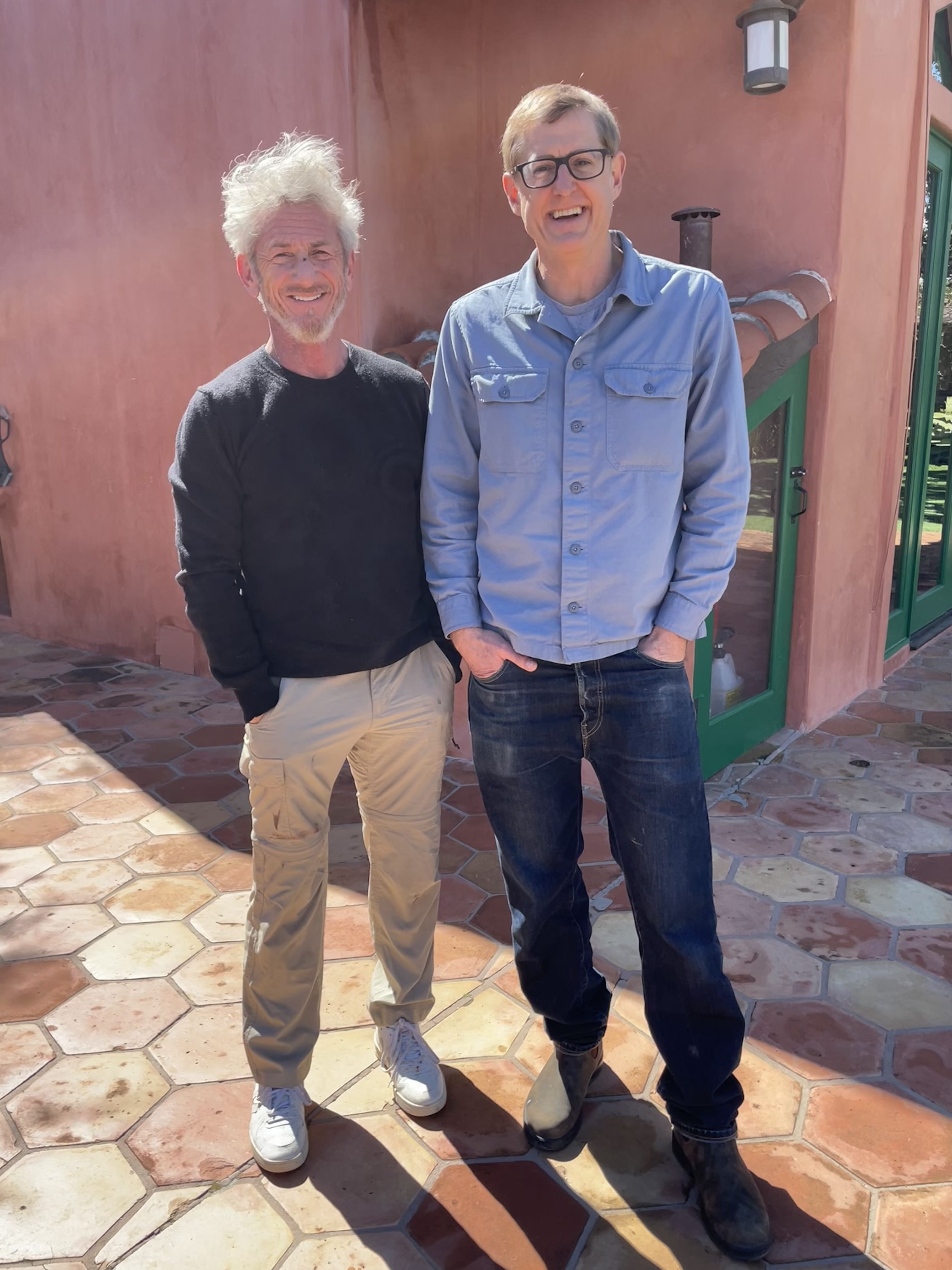 Sean Penn and Louis Theroux in May 2025