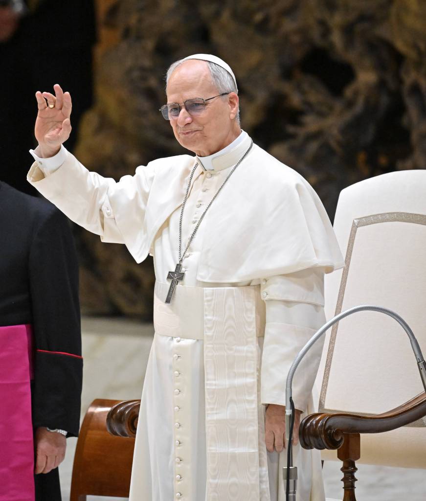 Pope Leo XIV addressing an audience of journalists in Vatican City on May 12, 2025