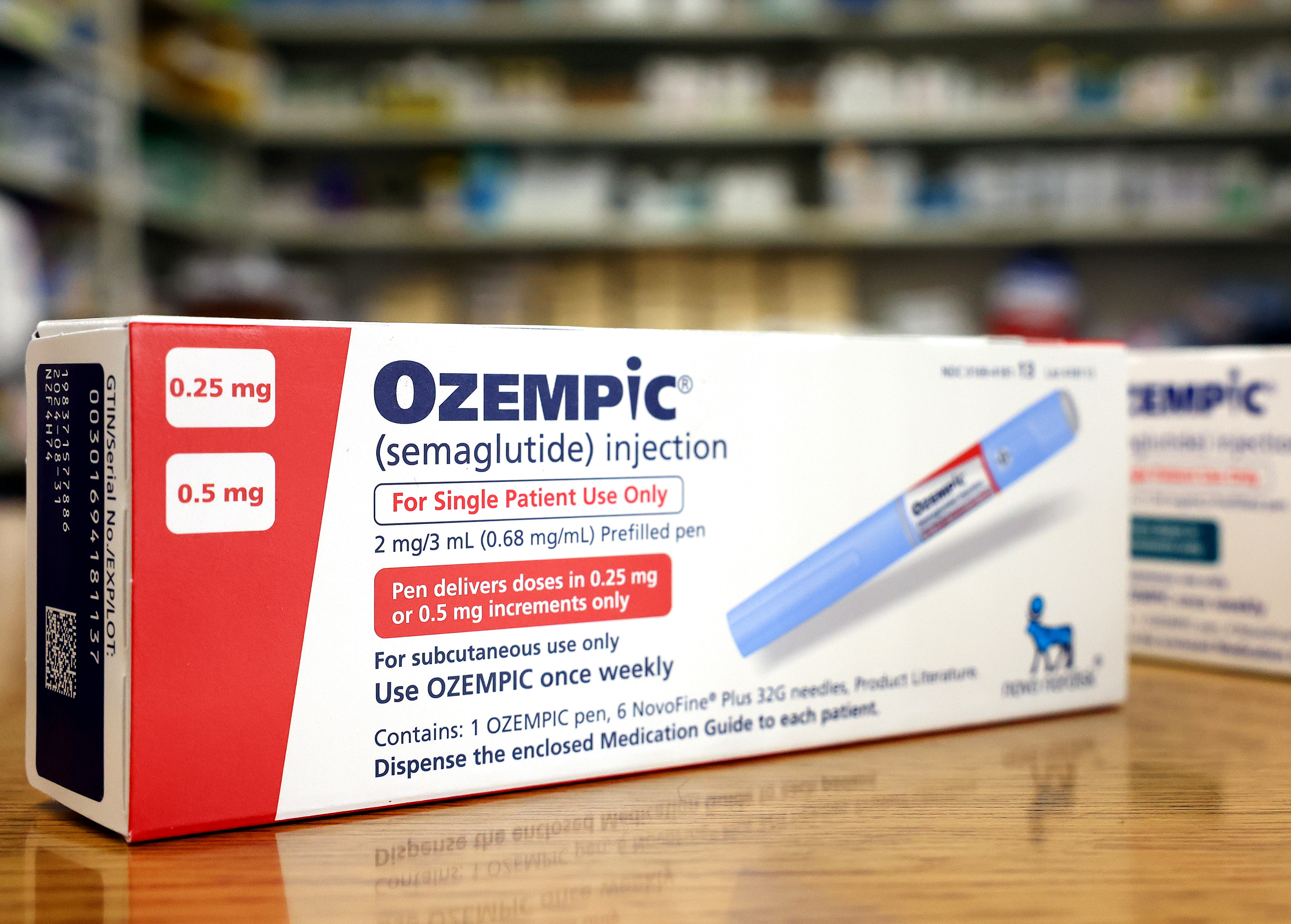 A box of Ozempic on a table. 
