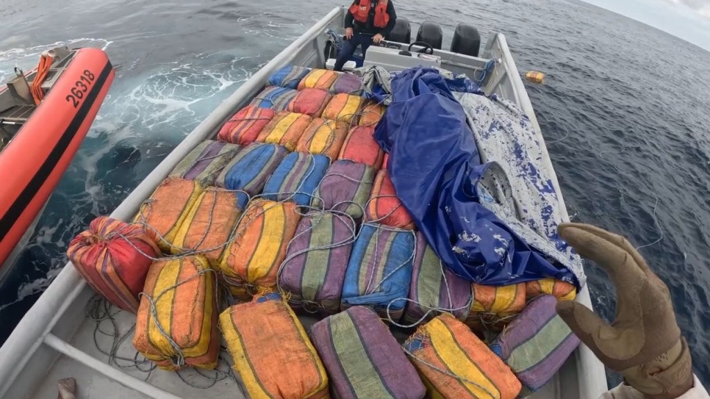 The operation marks Kimball's fifth interdiction of their patrol and incorporated a number Coast Guard assets from aerial surveillance to tactical law enforcement, concluding with a sinking of the vessel as a hazard to navigation.