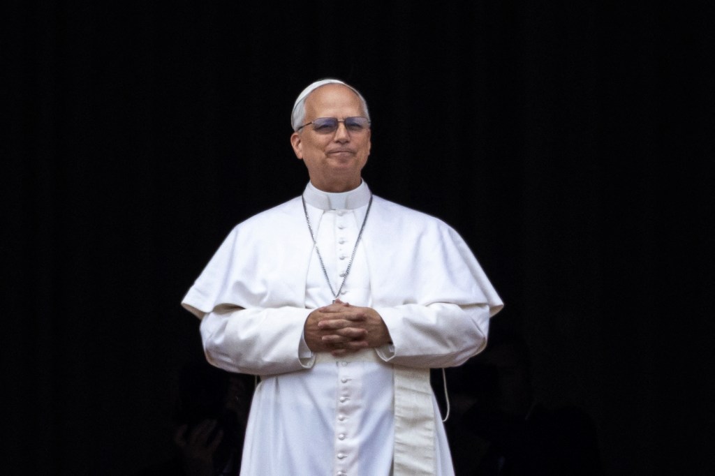 Pope Leo XIV appears on the central balcony