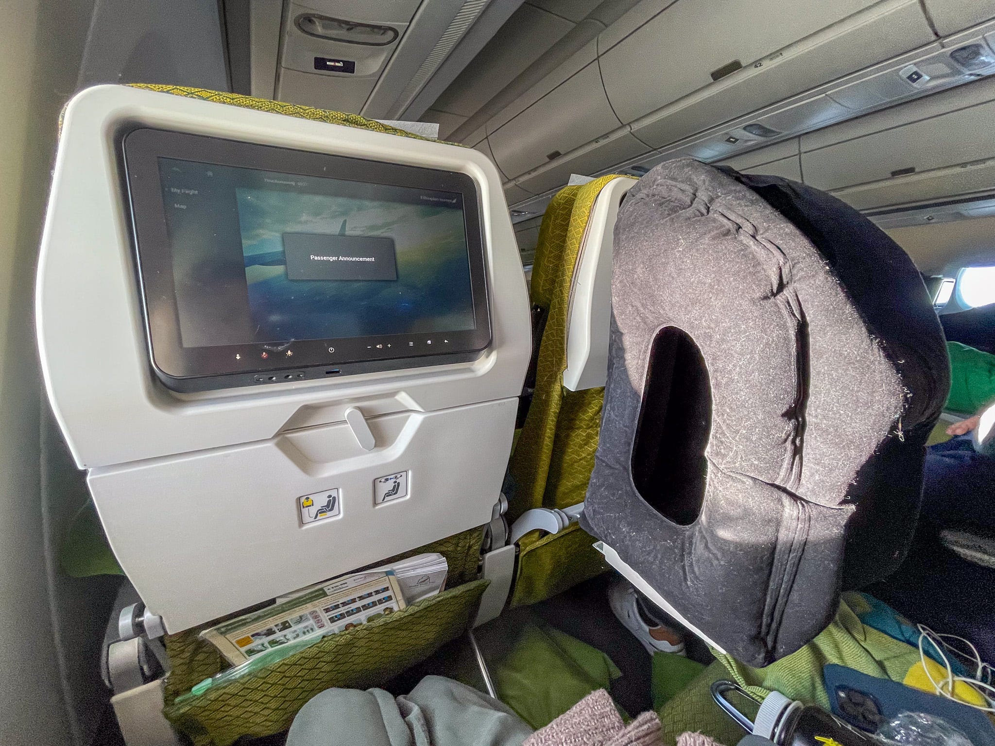 The author's legroom on the Ethiopian Airlines flight.