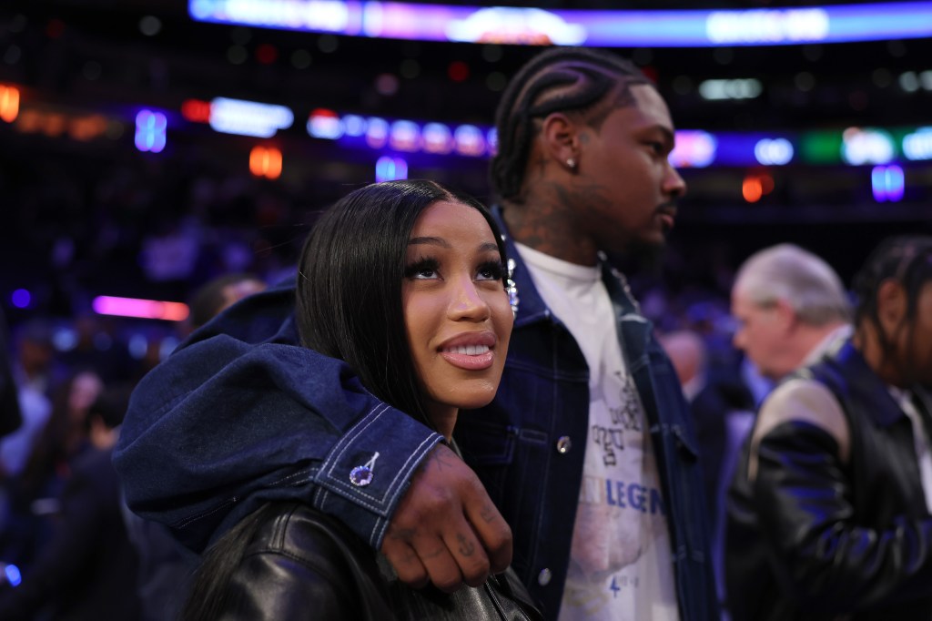 Cardi B and Stefon Diggs Monday at NBA game