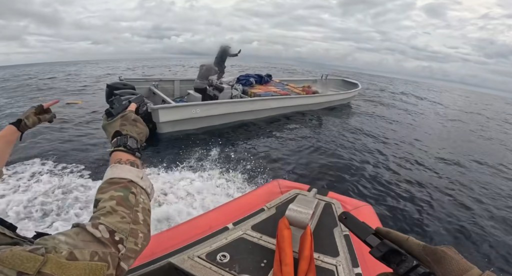 Coast Guard conducting a dramatic arrest of suspected drug smugglers in the open ocean