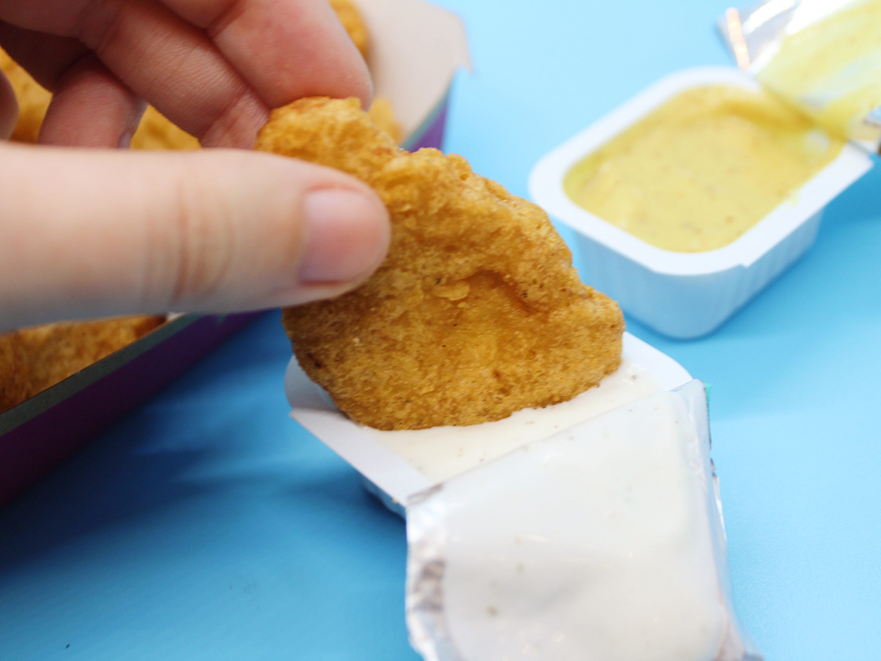 mcdonalds chicken nugget dunked in ranch