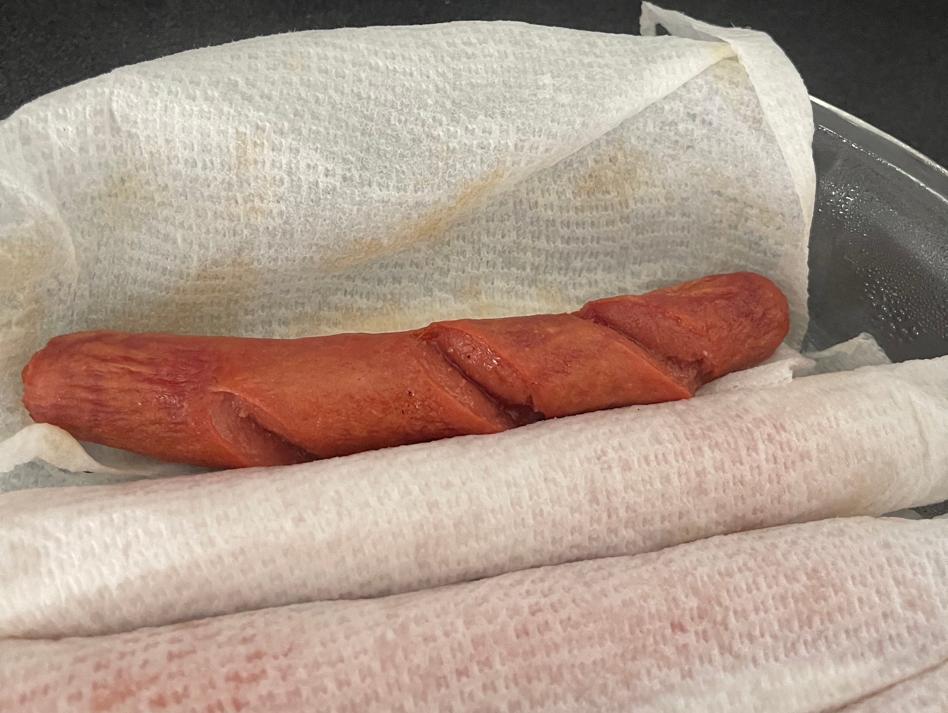 The end result of microwaving hot dogs.