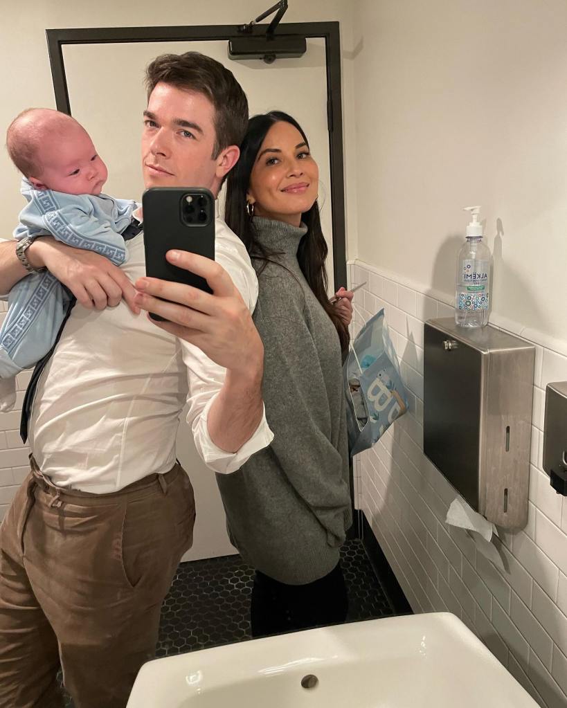Olivia Munn and John Mulaney with their son Malcolm. 
