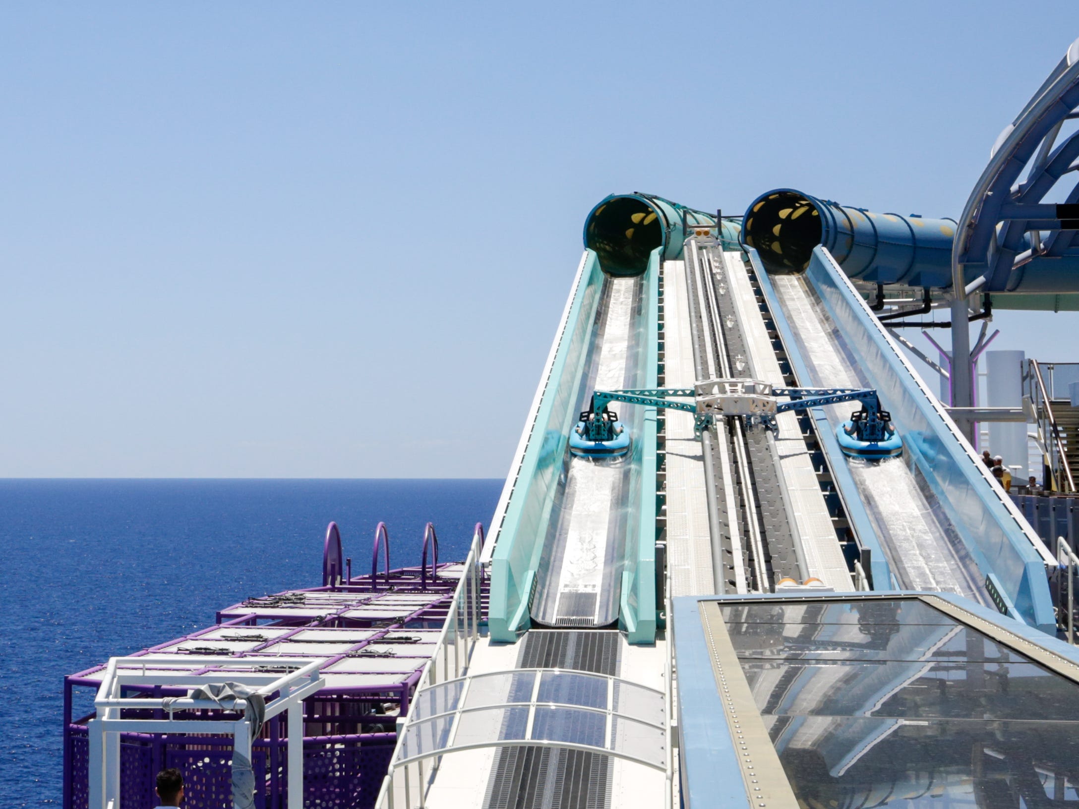 two people on the Aqua Slidecoaster on Norwegian Aqua