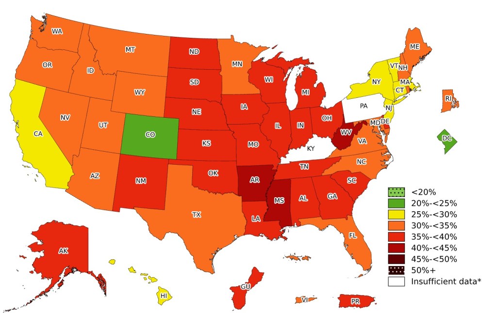 The CDC's Adult Obesity Prevalence Map