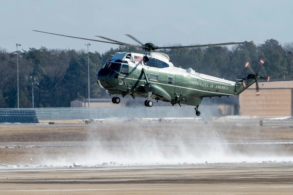 Nighthawk 46 arrives for the 46th president's sendoff ceremony at Joint Base Andrews.